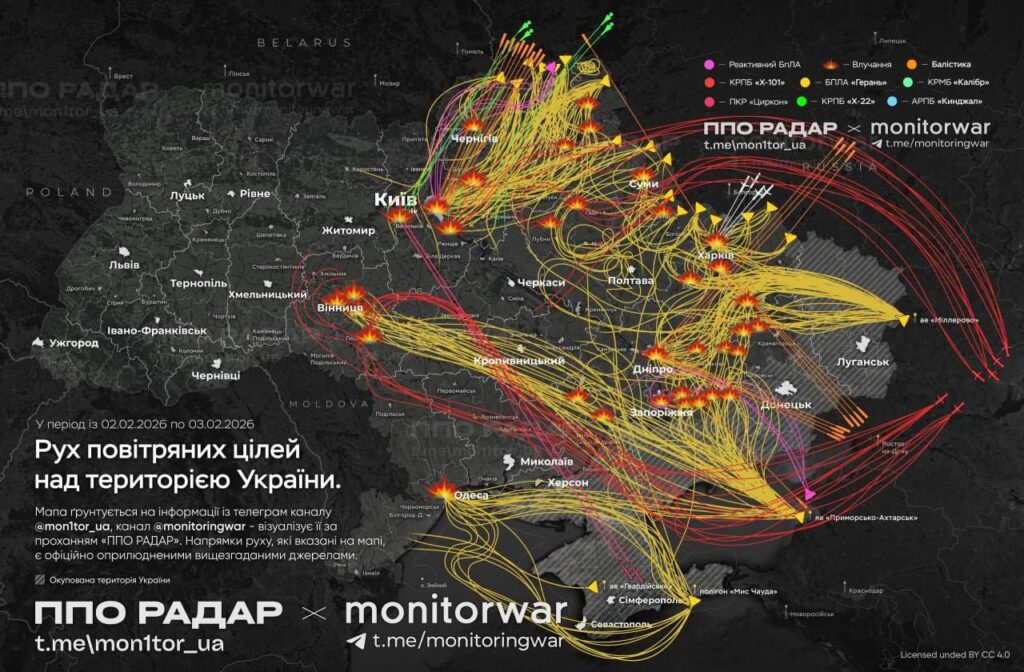 Масована атака РФ 3 лютого