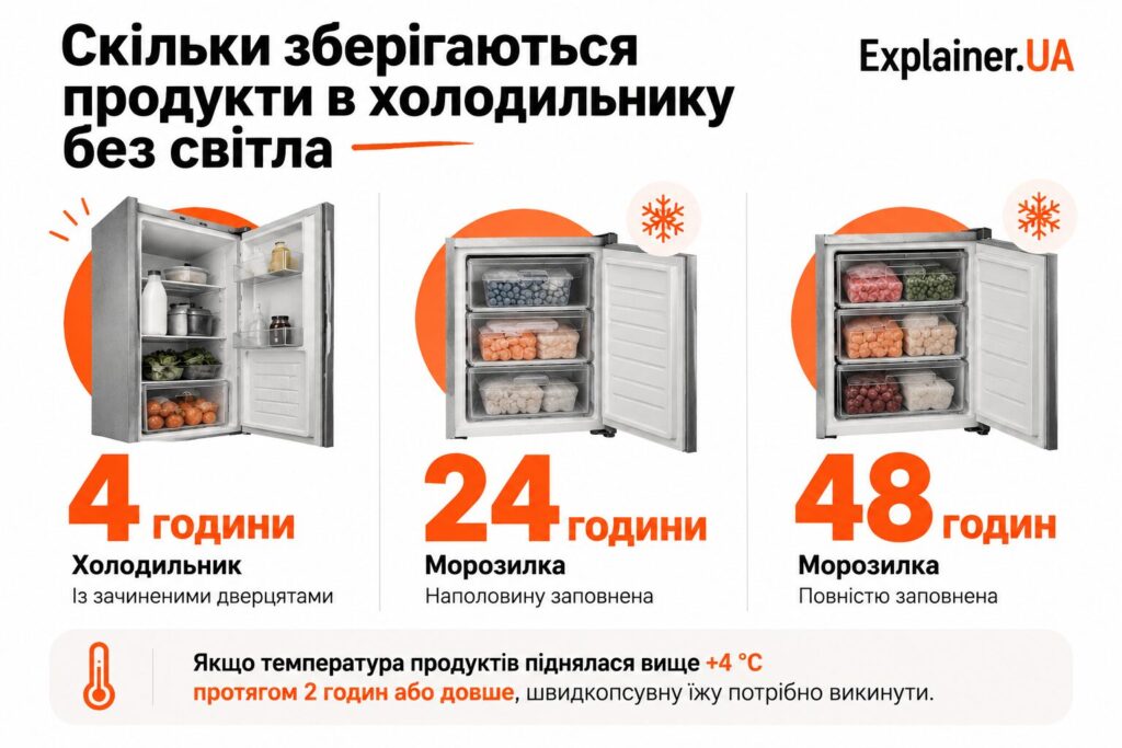 Скільки зберігаються продукти в холодильнику без світла